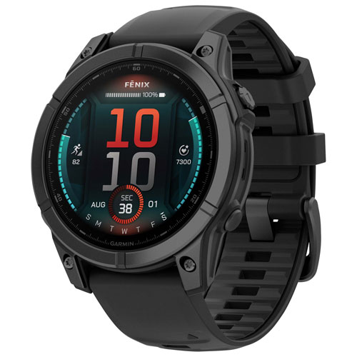 Montre intelligente multisport Bluetooth AMOLED 47 mm fēnix E de Garmin - Noir/Gris carbone