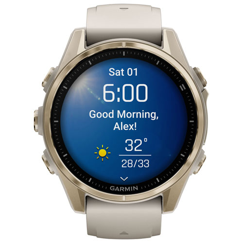 Montre intelligente multisport Bluetooth AMOLED à vitre saphir 43 mm fēnix 8 de Garmin - Blanc/Argenté