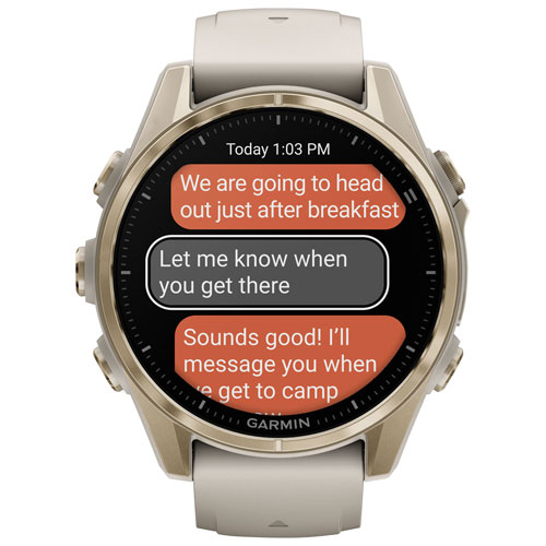 Montre intelligente multisport Bluetooth AMOLED à vitre saphir 43 mm fēnix 8 de Garmin - Blanc/Argenté