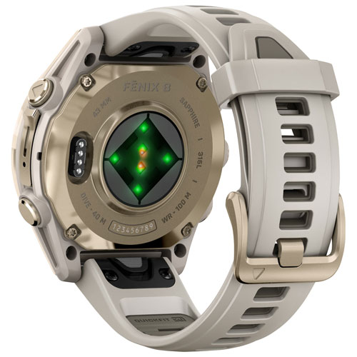 Montre intelligente multisport Bluetooth AMOLED à vitre saphir 43 mm fēnix 8 de Garmin - Blanc/Argenté