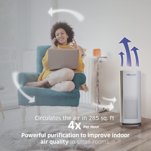 AIRDOCTOR AD1000 4-in-1 Air Purifier for Guest Rooms Kids Bedrooms Home Offices Circulates 285 sq. ft. 4x/Hour