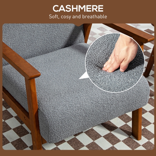 HOMCOM – Fauteuil d’appoint à large siège, fauteuil circulaire, chaise de salon moderne avec cadre en bois massif et rembourrage épais pour chambre,