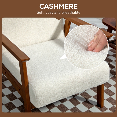 HOMCOM – Fauteuil d’appoint à large siège, fauteuil circulaire, chaise de salon moderne avec cadre en bois massif et rembourrage épais pour chambre,