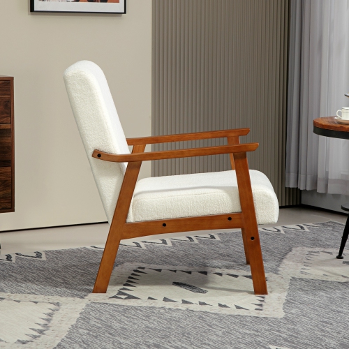 HOMCOM – Fauteuil d’appoint à large siège, fauteuil circulaire, chaise de salon moderne avec cadre en bois massif et rembourrage épais pour chambre,