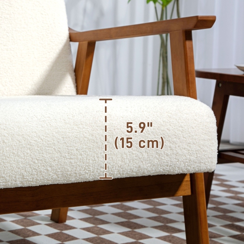 HOMCOM – Fauteuil d’appoint à large siège, fauteuil circulaire, chaise de salon moderne avec cadre en bois massif et rembourrage épais pour chambre,