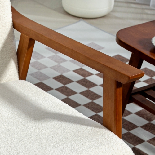 HOMCOM – Fauteuil d’appoint à large siège, fauteuil circulaire, chaise de salon moderne avec cadre en bois massif et rembourrage épais pour chambre,