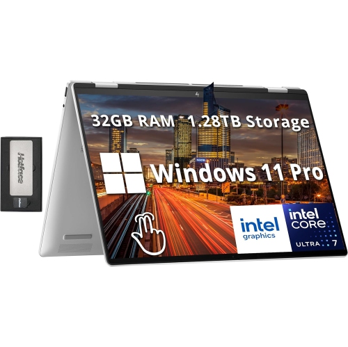 HP Envy x360 2-in-1 Laptop, 16" WUXGA Touch Display, Intel Ultra 7 155U, 1.28TB Storage(1TB SSD+288GB Docking Station Set), 32GB LPDDR5, Backlit