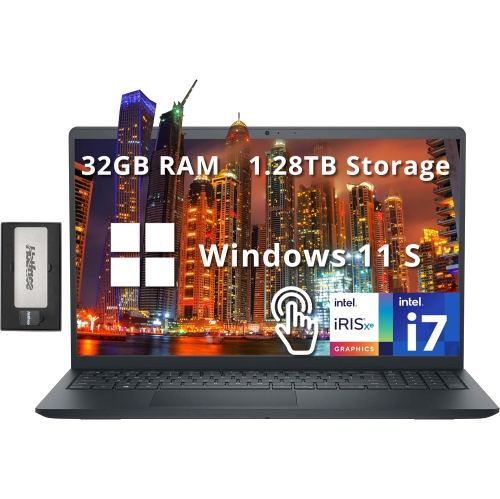 DELL  Inspiron 15.6" Fhd Touchscreen Laptop, Intel I7-1255U, 1.28Tb Storage(1Tb SSD+288GB Docking Station Set), 32GB Ram, Intel Iris Xe Graphics