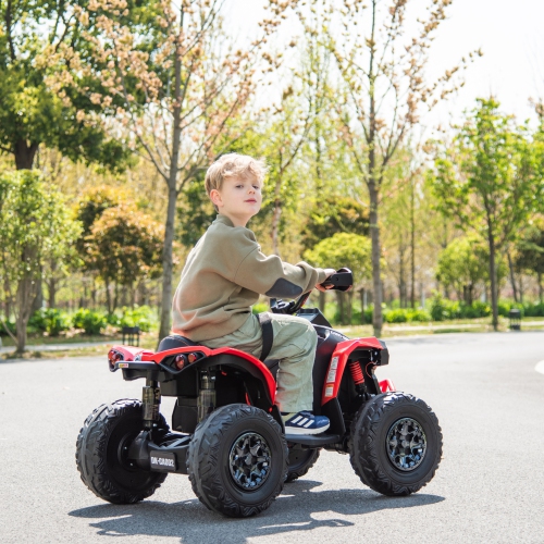 24V Can Am Renegade ATV for 3-7yrs - LED, MP3/USB/Radio, Bluetooth, Leather Seat, Safe Fun.