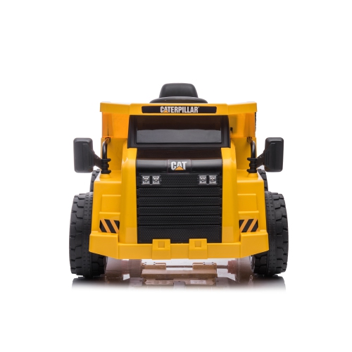 CAT 12V Dump Truck for 3-6yrs: LED, MP3, USB, Suspension, Remote, Construction Fun.