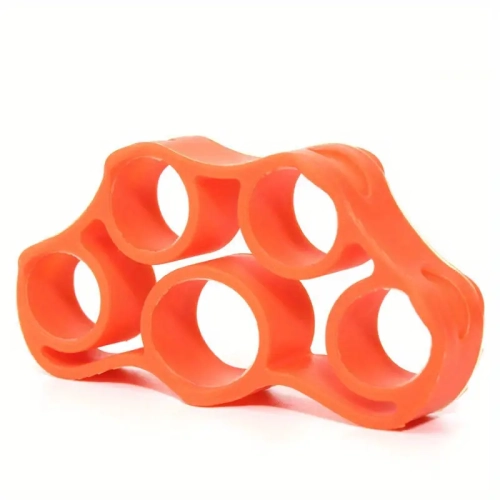Orange 1pc Finger Trainer Resistance Band - Rubber Grip Strengthener Hand Exerciser
