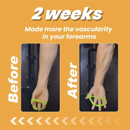 Orange 1pc Finger Trainer Resistance Band - Rubber Grip Strengthener Hand Exerciser