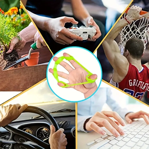 Orange 1pc Finger Trainer Resistance Band - Rubber Grip Strengthener Hand Exerciser