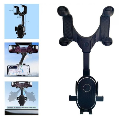 Universal 360° Rotatable And Retractable Car Phone Holder Rearview Mirror Bracket