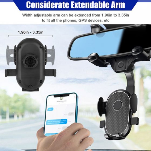 Universal 360° Rotatable And Retractable Car Phone Holder Rearview Mirror Bracket