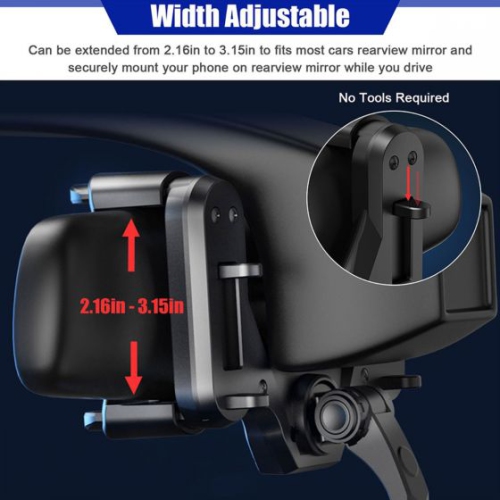 Universal 360° Rotatable And Retractable Car Phone Holder Rearview Mirror Bracket