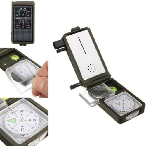 10-in-1 Tactical Survival Tool With Compass Whistle, Shockproof Hiking Navigation Compass, for Hiking Camping Climbing Exploring Outdoor Activities