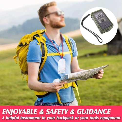10-in-1 Tactical Survival Tool With Compass Whistle, Shockproof Hiking Navigation Compass, for Hiking Camping Climbing Exploring Outdoor Activities