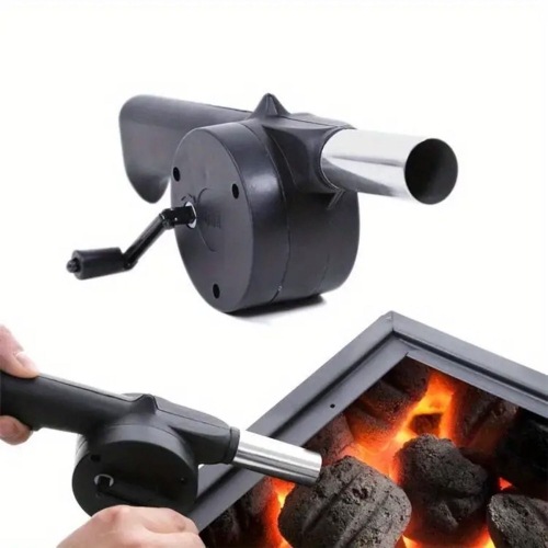 Portable Hand-Operated Blower BBQ Hand Crank Air Blower Fan for Charcoal Grill BBQ Campfire Fireplace for BBQ Picnic Outdoor Camping Charcoal