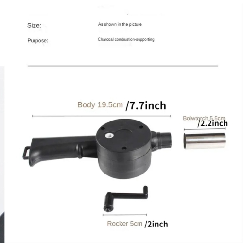 Portable Hand-Operated Blower BBQ Hand Crank Air Blower Fan for Charcoal Grill BBQ Campfire Fireplace for BBQ Picnic Outdoor Camping Charcoal