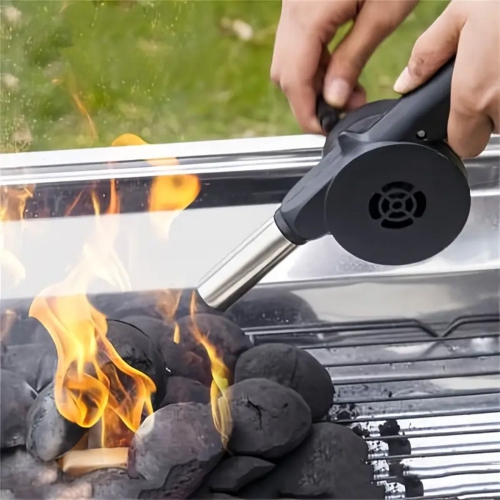 Portable Hand-Operated Blower BBQ Hand Crank Air Blower Fan for Charcoal Grill BBQ Campfire Fireplace for BBQ Picnic Outdoor Camping Charcoal