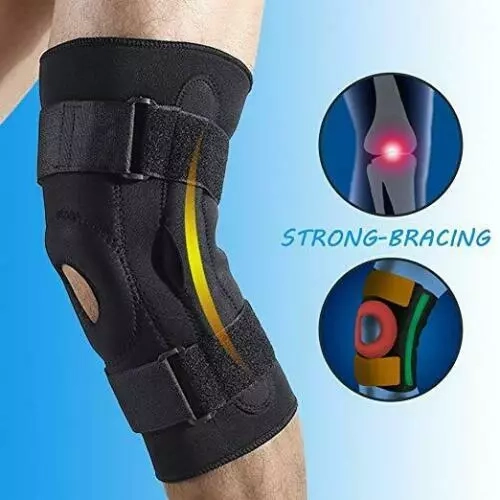 1pc Double Side Adjustable Steel Plate Knee Support Brace Protection Arthritis Pain Sport Double Metal Hinged Patella