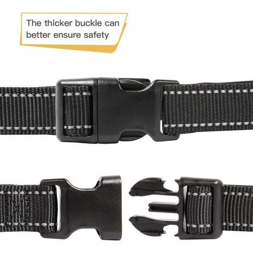 Petit collier noir rembourré pour animaux avec garniture réfléchissante KC-006