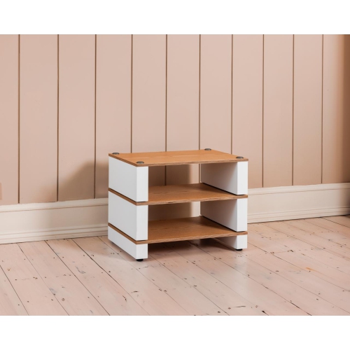 Stax 2G, collection BLOK à 3 tablettes, blanc satiné/cendré naturel