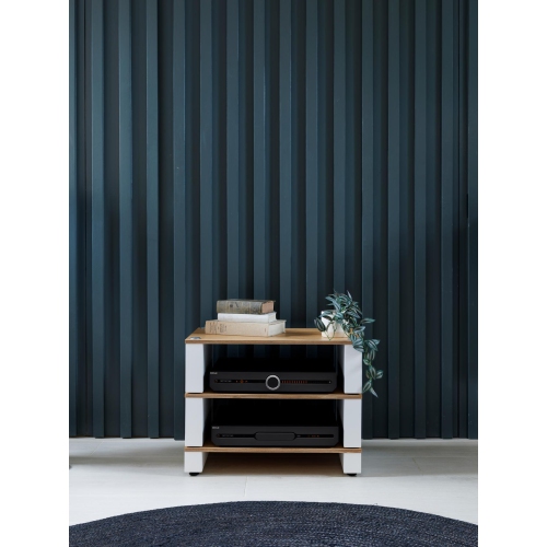 Stax 2G, collection BLOK à 3 tablettes, blanc satiné/cendré naturel