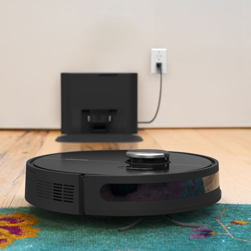 Aspirateur robot-vadrouille connecté Wi-Fi à vidage automatique Dustin de bObsweep - Nuit noire