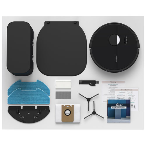 Aspirateur robot-vadrouille connecté Wi-Fi à vidage automatique Dustin de bObsweep - Nuit noire