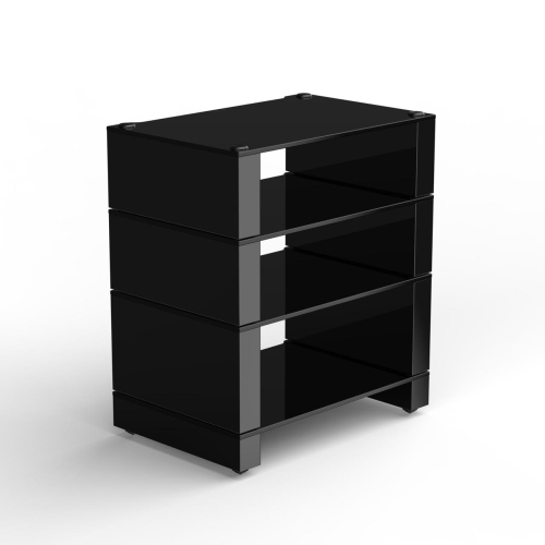 BLOK Stax 2G - 4-Shelf Collection, High Gloss Black/Black Glass