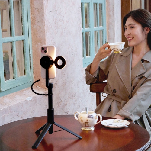 ADAM Elements SELFIE Pro - Magnetic Tripod and Extendable Selfie Stick with Selfie LED Light Bluetooth 4.2 for iOS & Android 360° Rotation