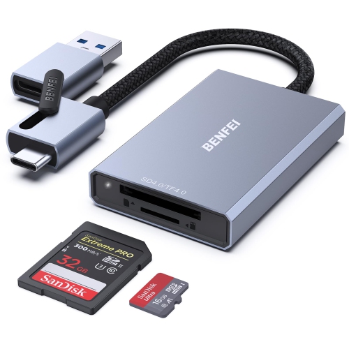 BENFEI UHS-II SD 4.0 Card Reader, USB-C/USB-A 2-in-1