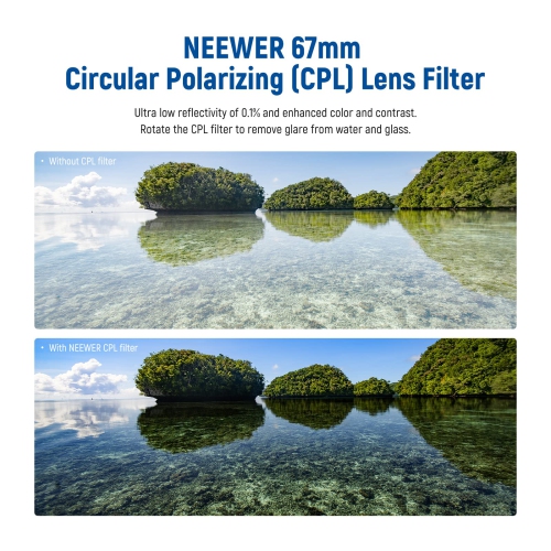 67mm Polarising Filter, CPL Filter with 30 Layers of Multi-Layer Polarising Film, Reduces Glare/Improves Contrast/Ultra Thin/Reduces Reflection/HD