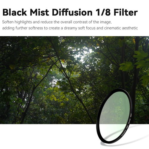 7artisans Black Mist Filter 1/8 Aluminum Alloy Natural Soft Diffuser Effect Dream Cinematic Effect Soft Focus Optical Glass Filter