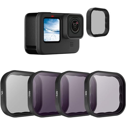 HLD  4-Pack Lens Filter Compatible for Gopro Hero 12 Hero 11 Hero 10 Hero 9 Black, Neutral Density And Polarizing Lens Filter Kit Lens Protector for Go