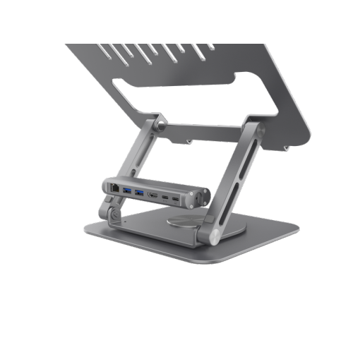 ADAM Elements Hub Stand Pro 6-in-1 Multifunction Aluminum Laptop Stand Hub 360 Rotatable Base USB-C to USB-A 3.1 x2 USB-C PD@100W x1 USB-C 3.1 Gen 2