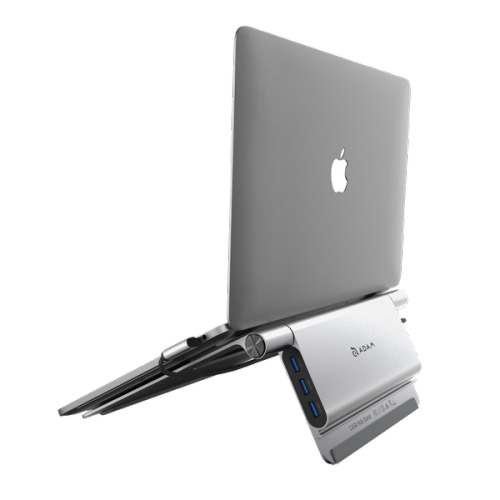 ADAM Elements Hub Stand 5-in-1 Multifunction Aluminum Laptop Stand Hub USB-C to USB-A 3.1 x3 USB-C PD@100W x1 HDMI 4K@30Hz x1 Plug and play
