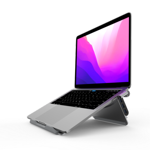 ADAM Elements Hub Stand 5-in-1 Multifunction Aluminum Laptop Stand Hub USB-C to USB-A 3.1 x3 USB-C PD@100W x1 HDMI 4K@30Hz x1 Plug and play