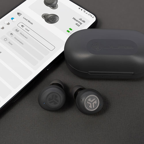 JLab Hear OTC True Wireless Hearing Amplifiers - Graphite
