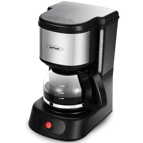 SUNVIVI 5 Cup Coffee Maker, Drip Coffee Machine with Glass Carafe, Reusable Filter
