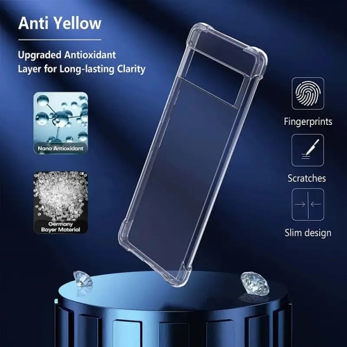 Étui antichoc de luxe transparent pour Pixel 9 Pro de Google - couvercle arrière rigide transparent en silicone