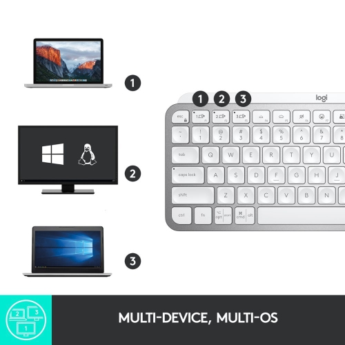Logitech MX Keys Mini TKL Wireless Bluetooth Scissor Keyboard with Backlit Keys - Pale Gray by LOGITECH - Open Box condition - Image 4