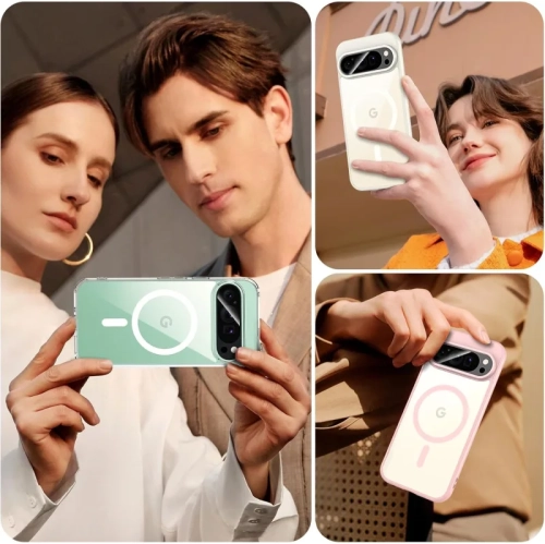 Étui magnétique transparent pour Pixel 9/9 Pro de Google avec MagSafe et protecteur d'écran en verre trempé – mince, antichoc, protecteur