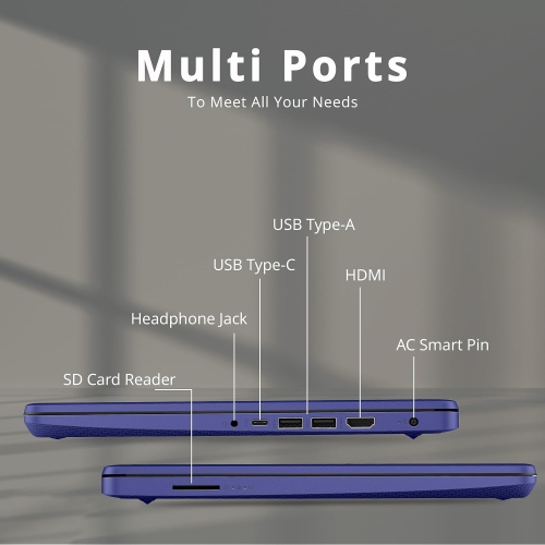 HP Stream 14" HD BrightView Laptop, Intel Celeron N4000, 64GB SSD, 8GB RAM, Intel HD Graphics, 720p Webcam, 1 Year Office 365, Blue, Win 11S, 128GB