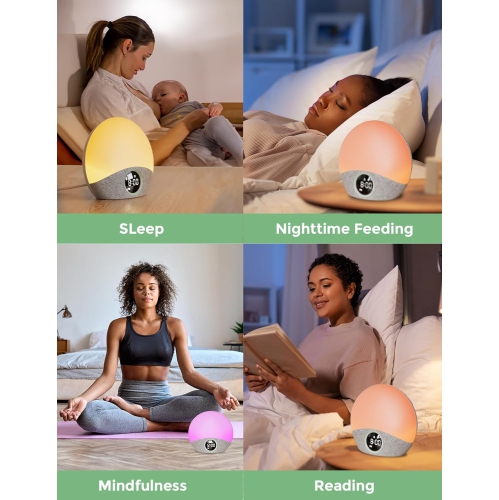 Momcozy Sunrise Alarm Clock Wake Up Light Sound Machine for Sleep, White Noise Machine with Dimmable Night Light, 30 Soothing Sleep Sounds 7 Colors,