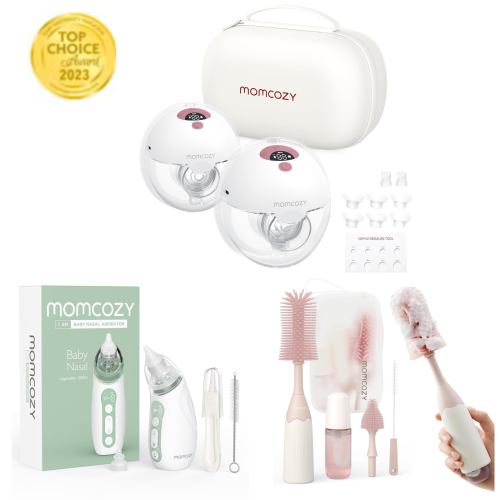 Ensemble avec tire-lait double M5, brosse à biberon Momcozy et aspirateur nasal Momcozy Baby, cadeau pour réception-cadeaux