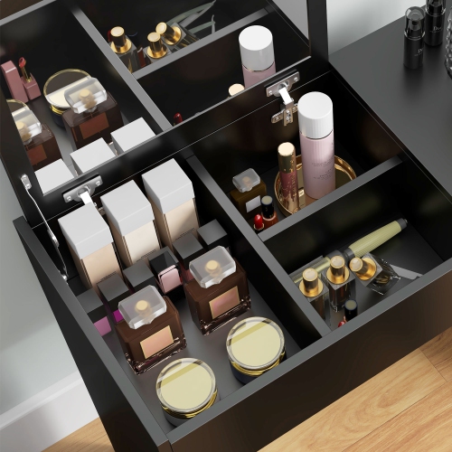 HOMCOM Makeup Vanity Desk with Flip Top Mirror and Cushioned Stool, Dressing Table with Storage Drawer for Bedroom, Black