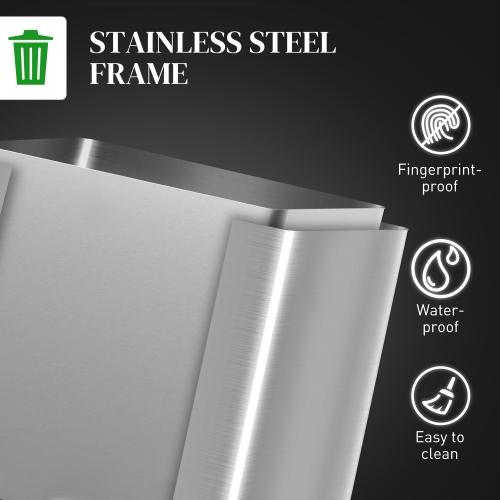 HOMCOM Dual Kitchen Garbage Bin, 2 x 5 Gallon Trash Can with Foot Pedal, Soft-Close Garbage Can with Removable Inner Buckets, Lid, Fingerprint-Proof